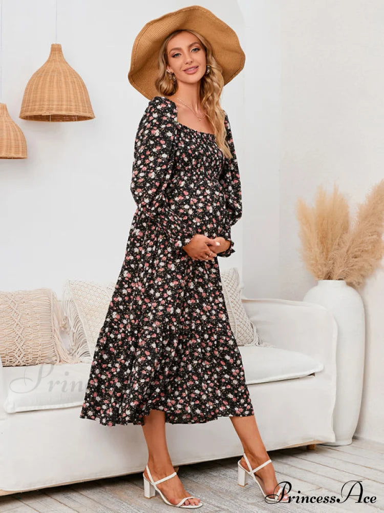 Flowered Maternity Small With Chiffon Gown Print Coats-L