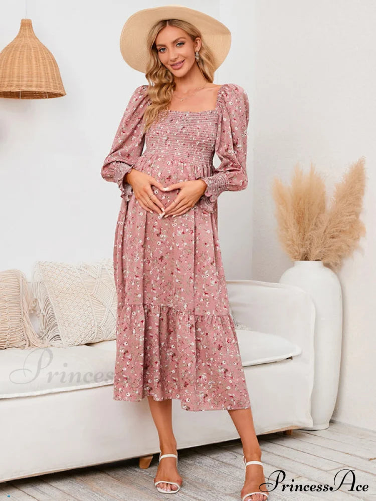 Flowered Maternity Small With Chiffon Gown Print Coats-L