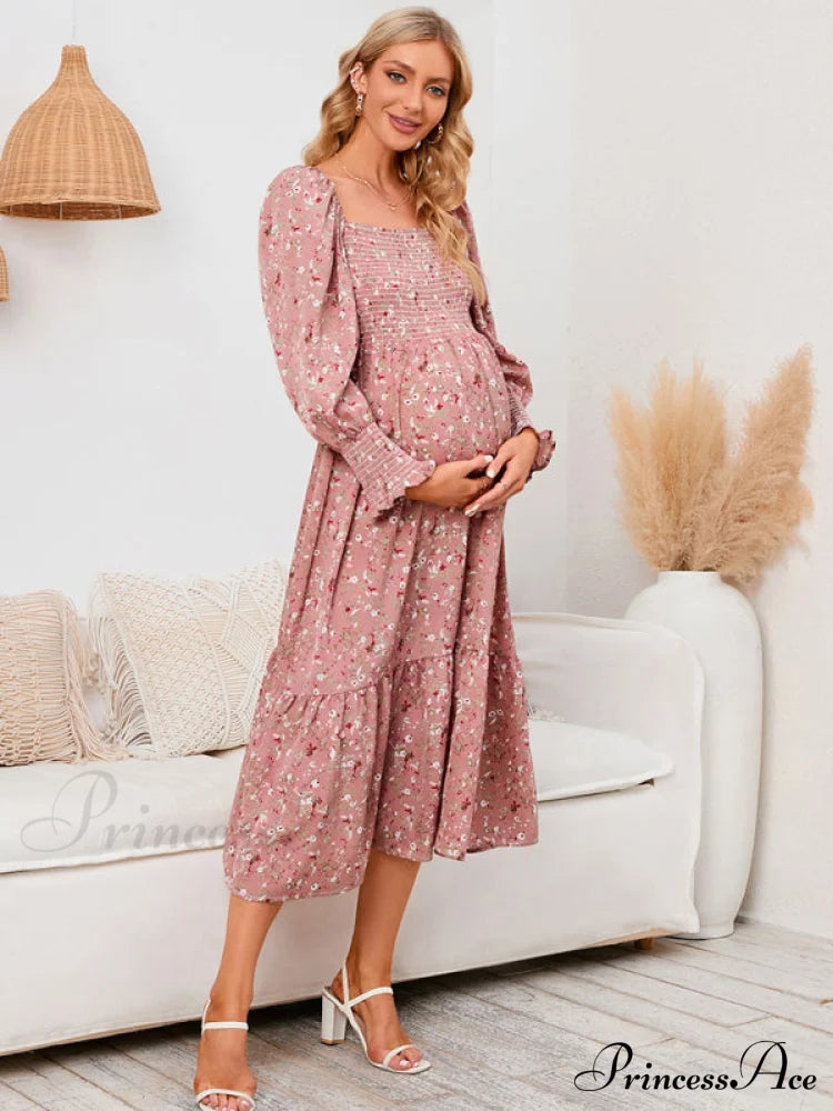 Flowered Maternity Small With Chiffon Gown Print Coats-L