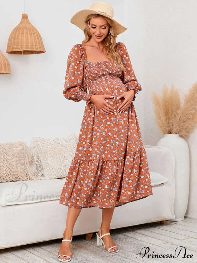 Flowered Maternity Small With Chiffon Gown Print Coats-L