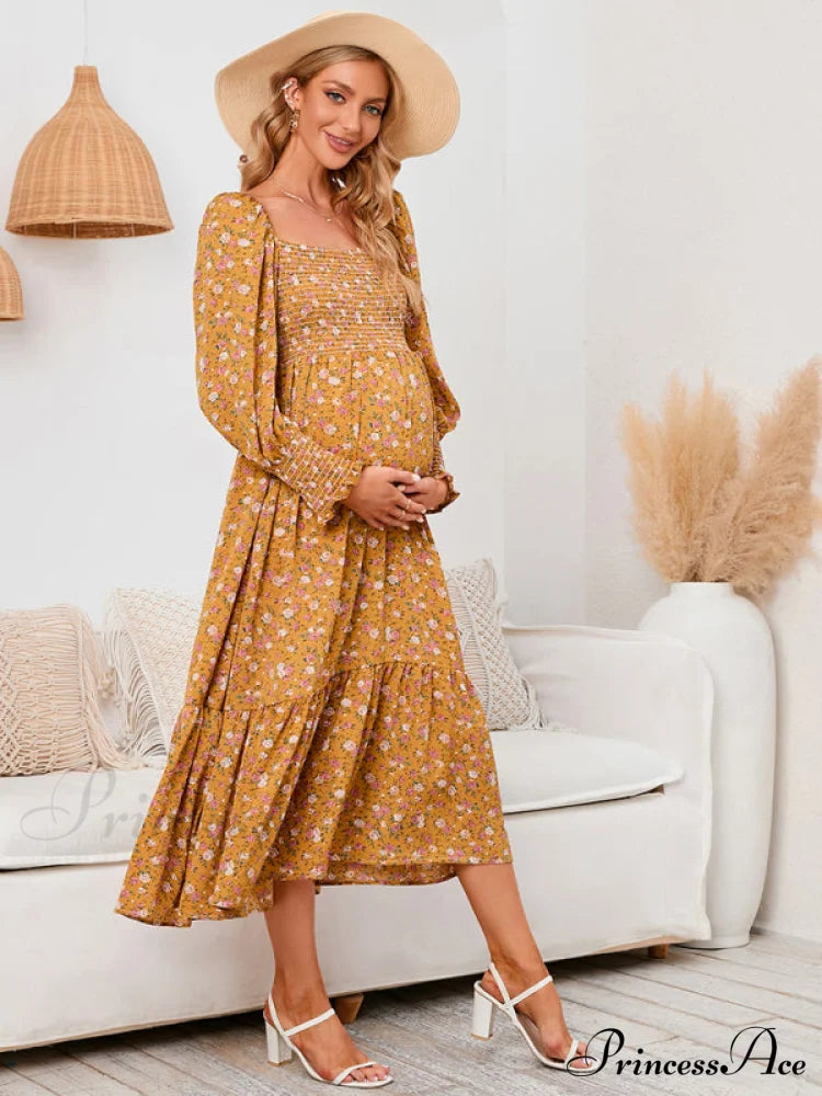 Flowered Maternity Small With Chiffon Gown Print Coats-L