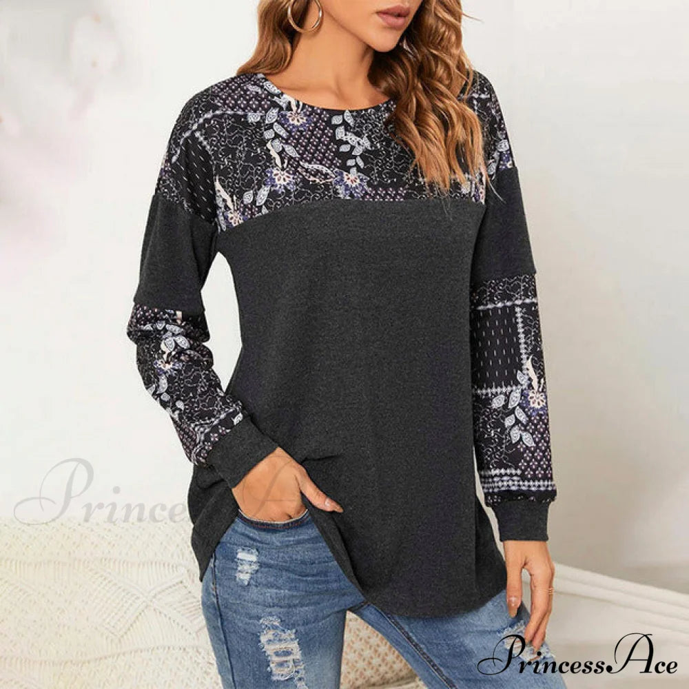 Flowered Patchwork T-Shirt Blouses