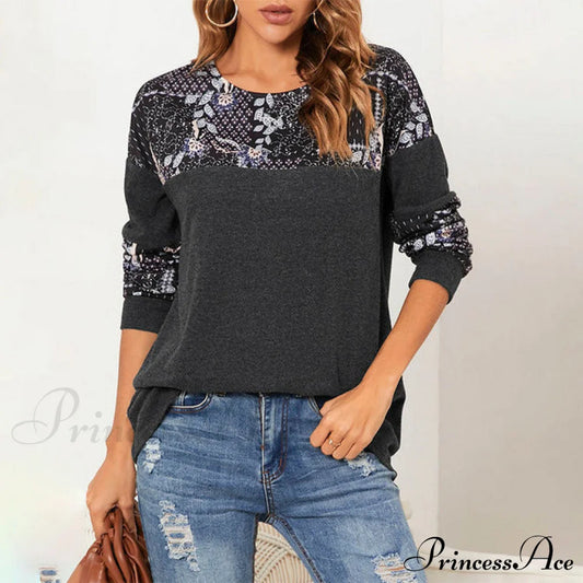 Flowered Patchwork T-Shirt Blouses