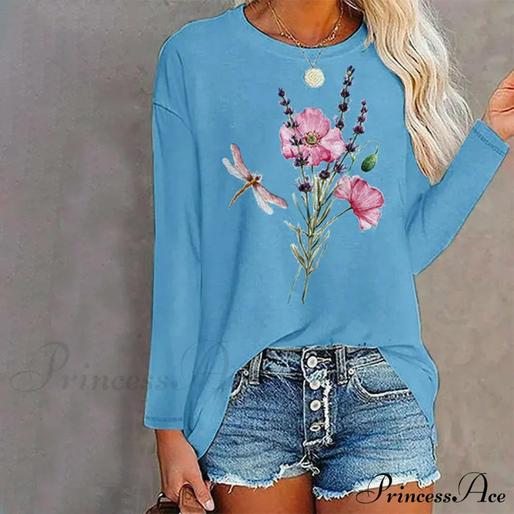 Flowered T-Shirt Blouses