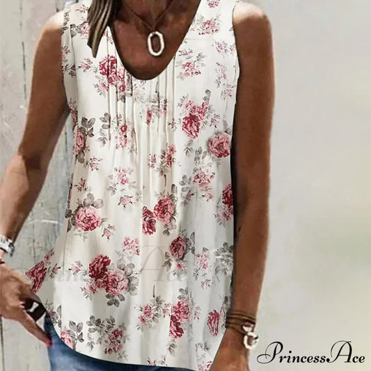 Flowered Tank Top Blouses