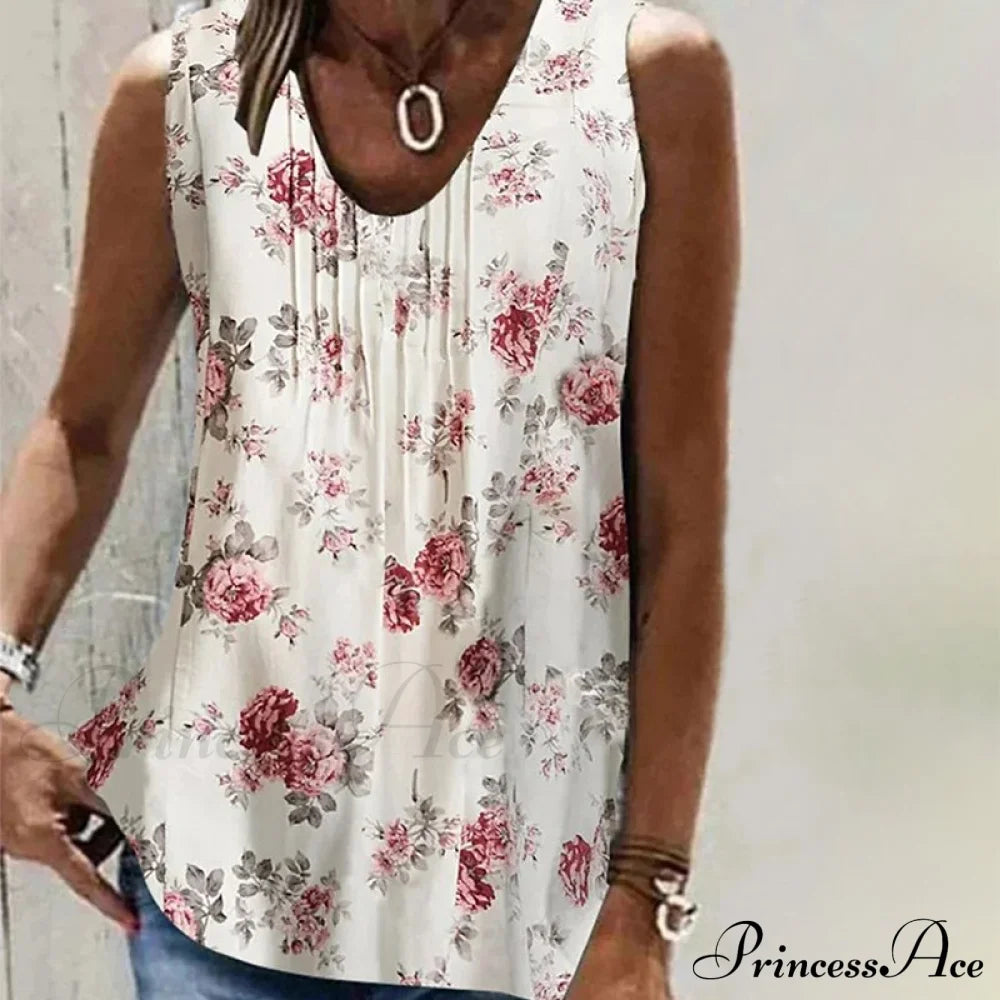 Floral Print Tank Top Pink best Best Sellings clothes Plus Size Sale tops Topseller