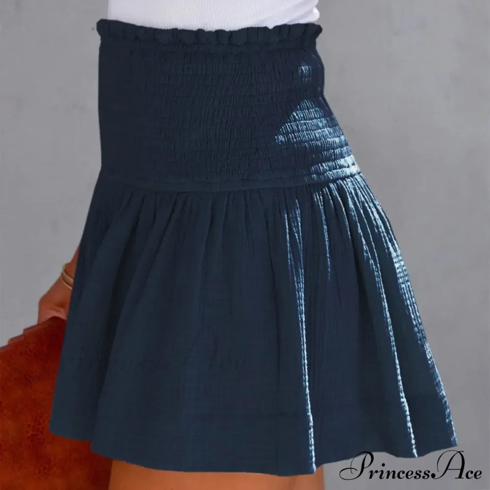 Flowy Casual Cotton Elastic Waisted Pleated Ruffle Cute Short