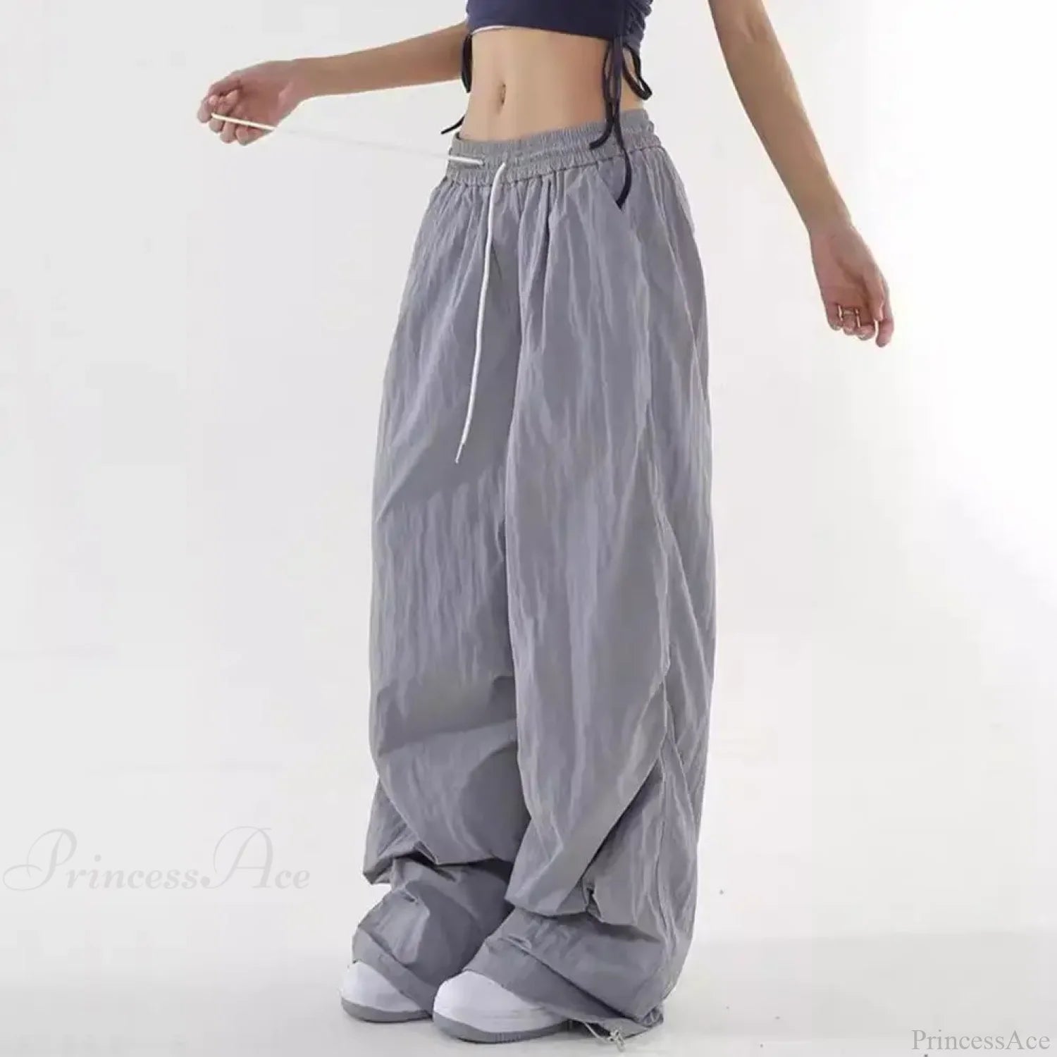 Fluorescent Drawstring Wide Leg Cargo Pant pant-250223
