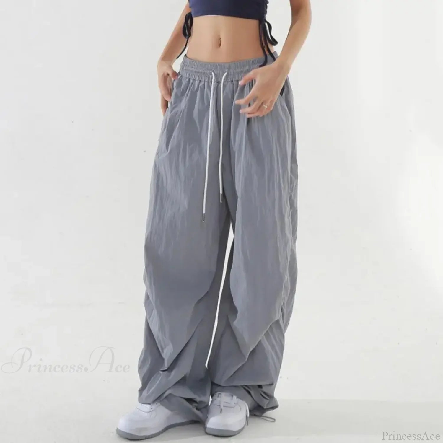 Fluorescent Drawstring Wide Leg Cargo Pant pant-250223