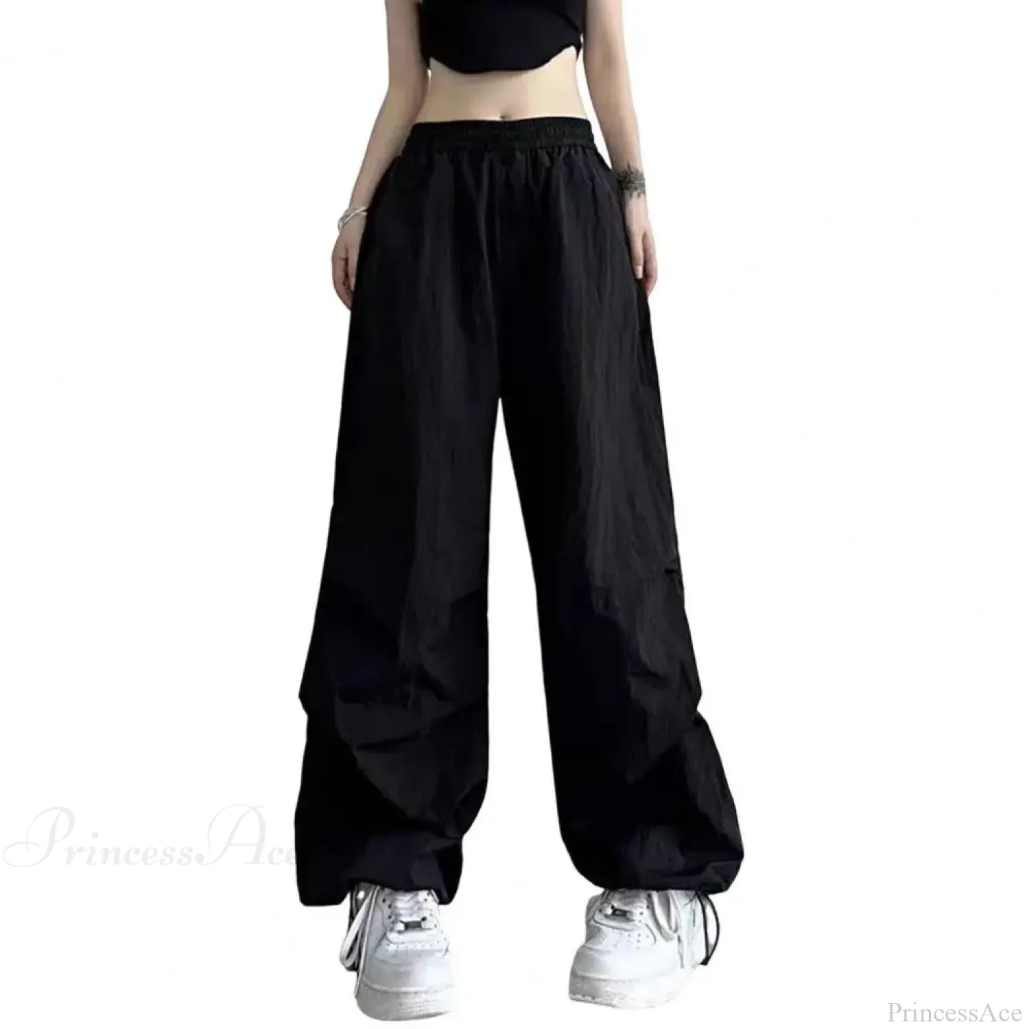 Fluorescent Drawstring Wide Leg Cargo Pant Black / M pant-250223