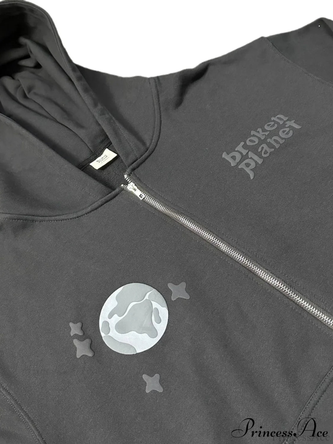 Foam Spider Web Print Fleece Zip Hoodie