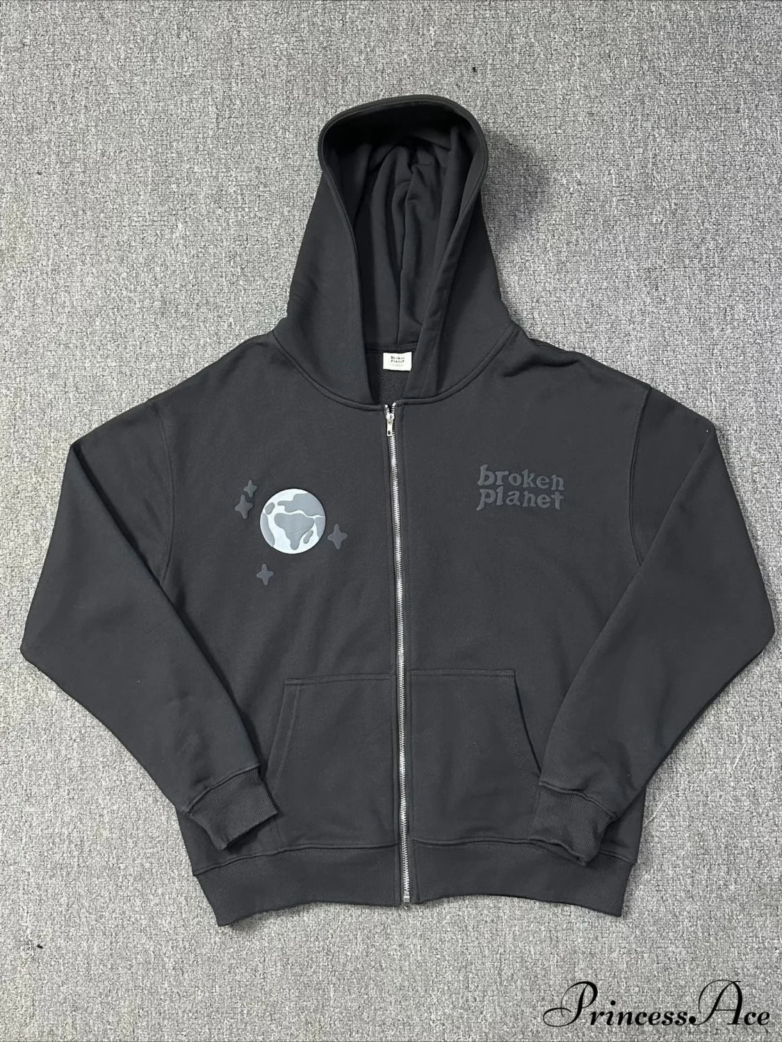 Foam Spider Web Print Fleece Zip Hoodie S / Black