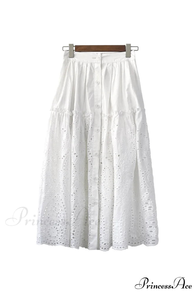 Folded White Lace With Skirt Embroidery Skirts