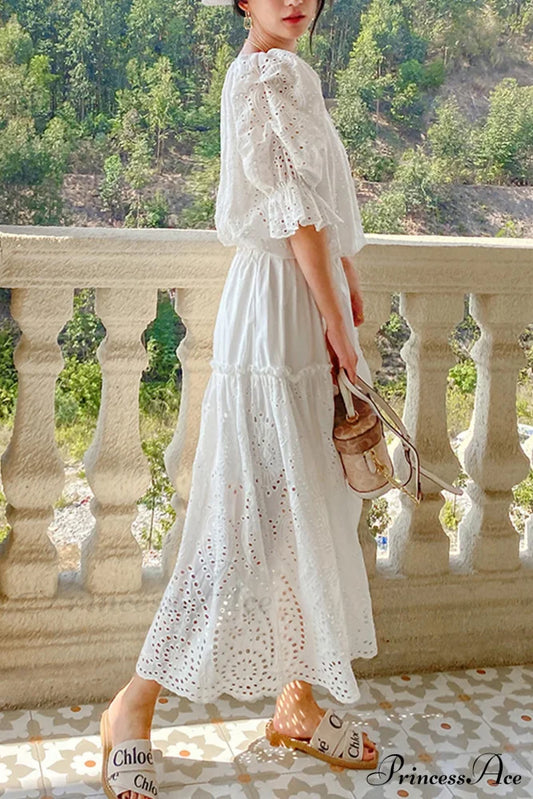 Folded White Lace With Skirt Embroidery Skirts