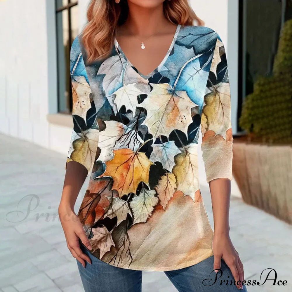 Foliage Design Retro Tee Blouses