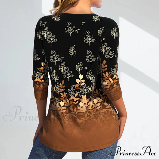 Foliage With Blouse Casual Print Blouses