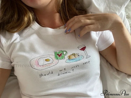 Food Graphic Stylish Sketch White Tee