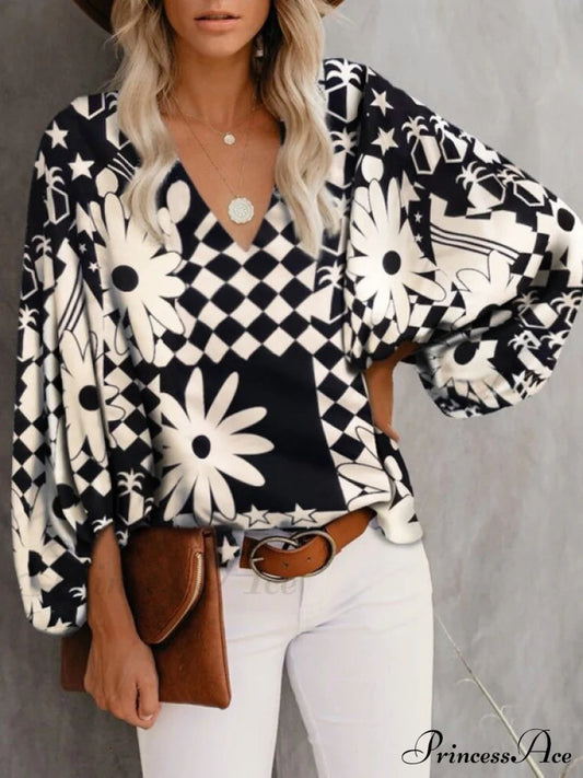 Women's Floral Long Sleeve Blouse, womens shirts Cream clothes long sleeve shirt long sleeve shirts long sleeve top long sleeve tops top tops Tops/Blouses