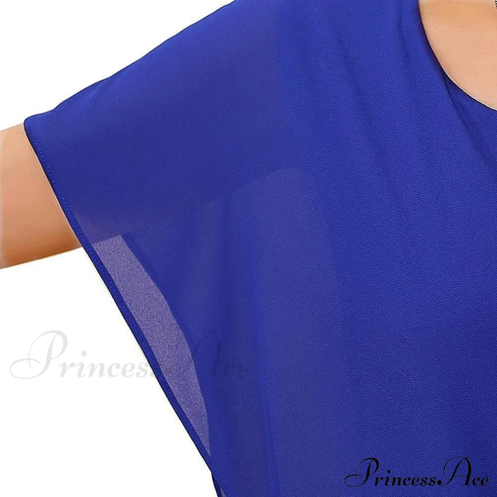 For Chiffon Blouse Casual T-Shirt Top Brief Arm Women