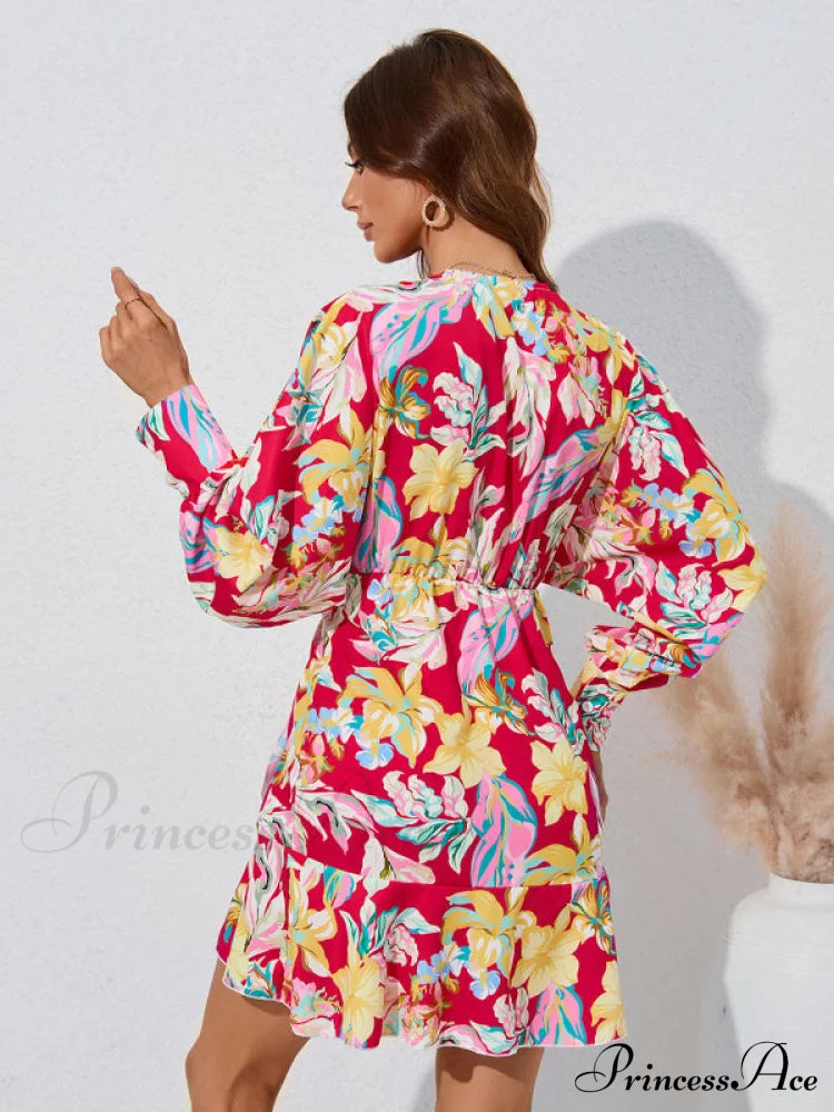 For Gown V-Neck And Flare Fit Wrap Flowered Women Coats-L