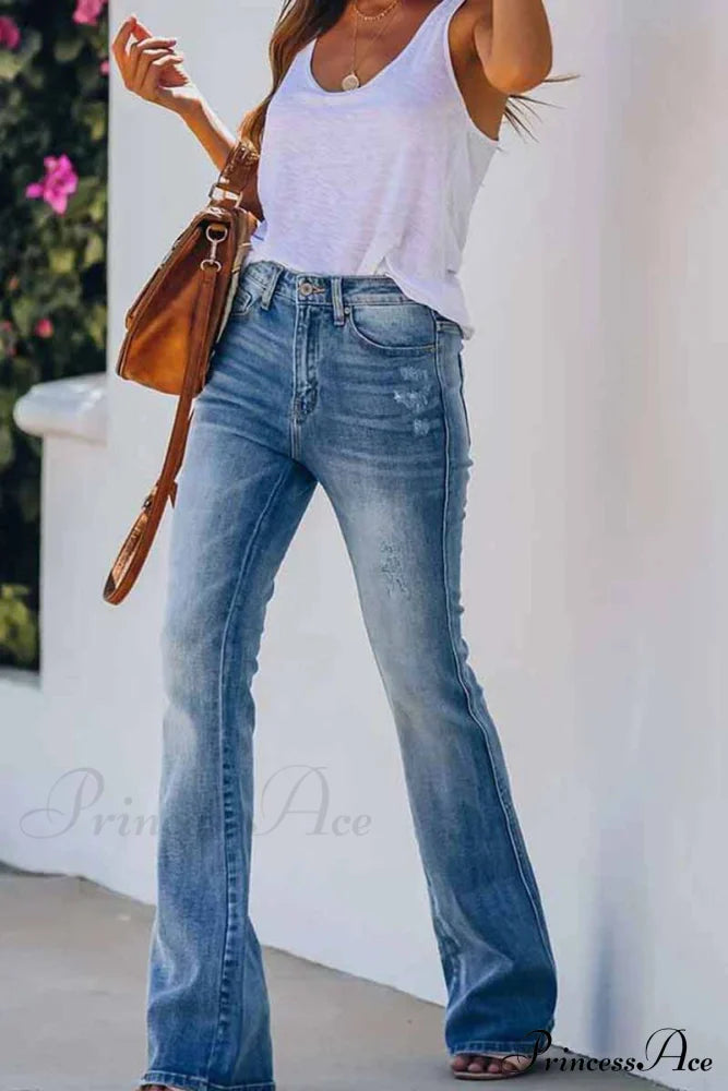 For Pants Mid Rise Denim Fitted Women Bottoms
