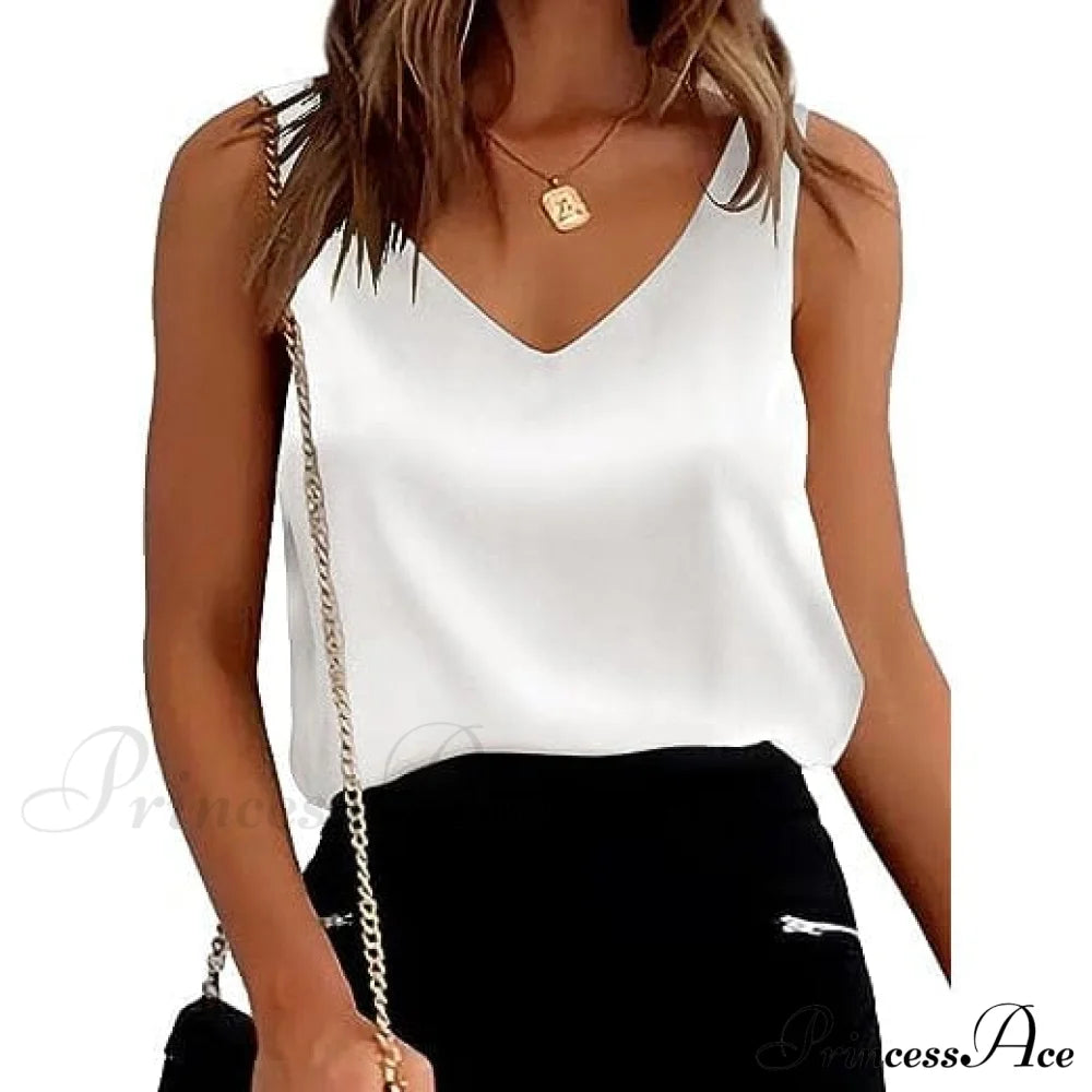 Womens Silk Satin Tank Tops White __stock:200 clothes refund_fee:1200 tops