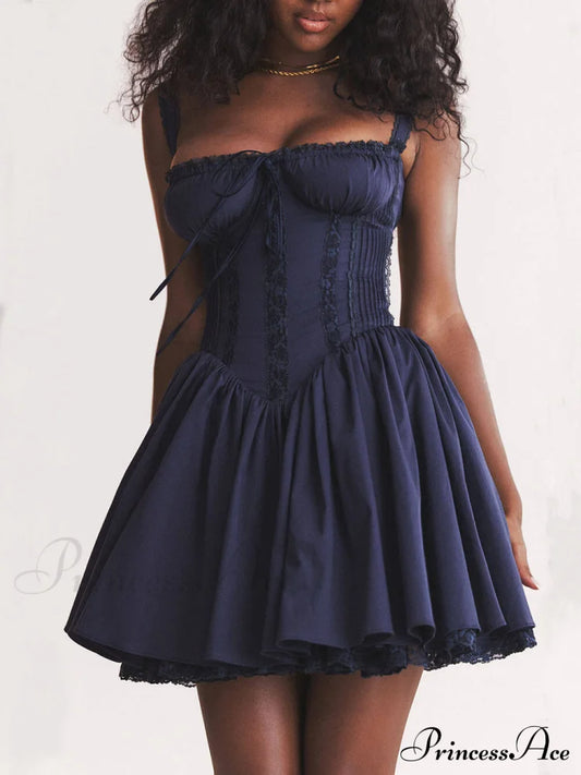 French Navy Stylish Corset Mini Dress Blue / S Dresses