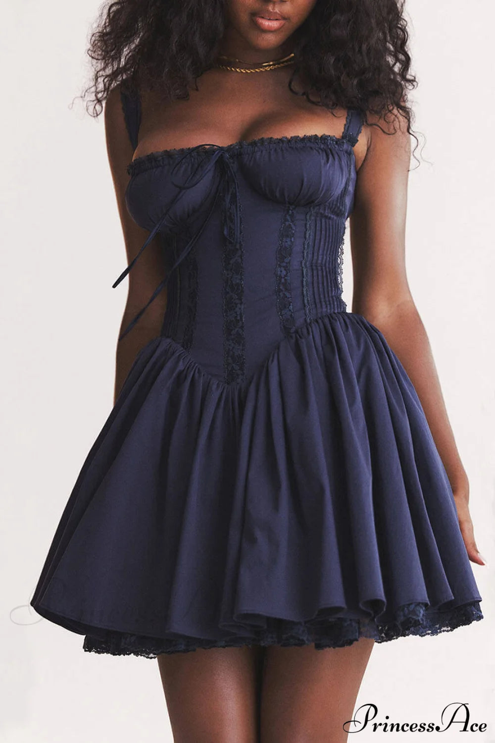 French Navy Stylish Corset Mini Dress Blue / S Dresses