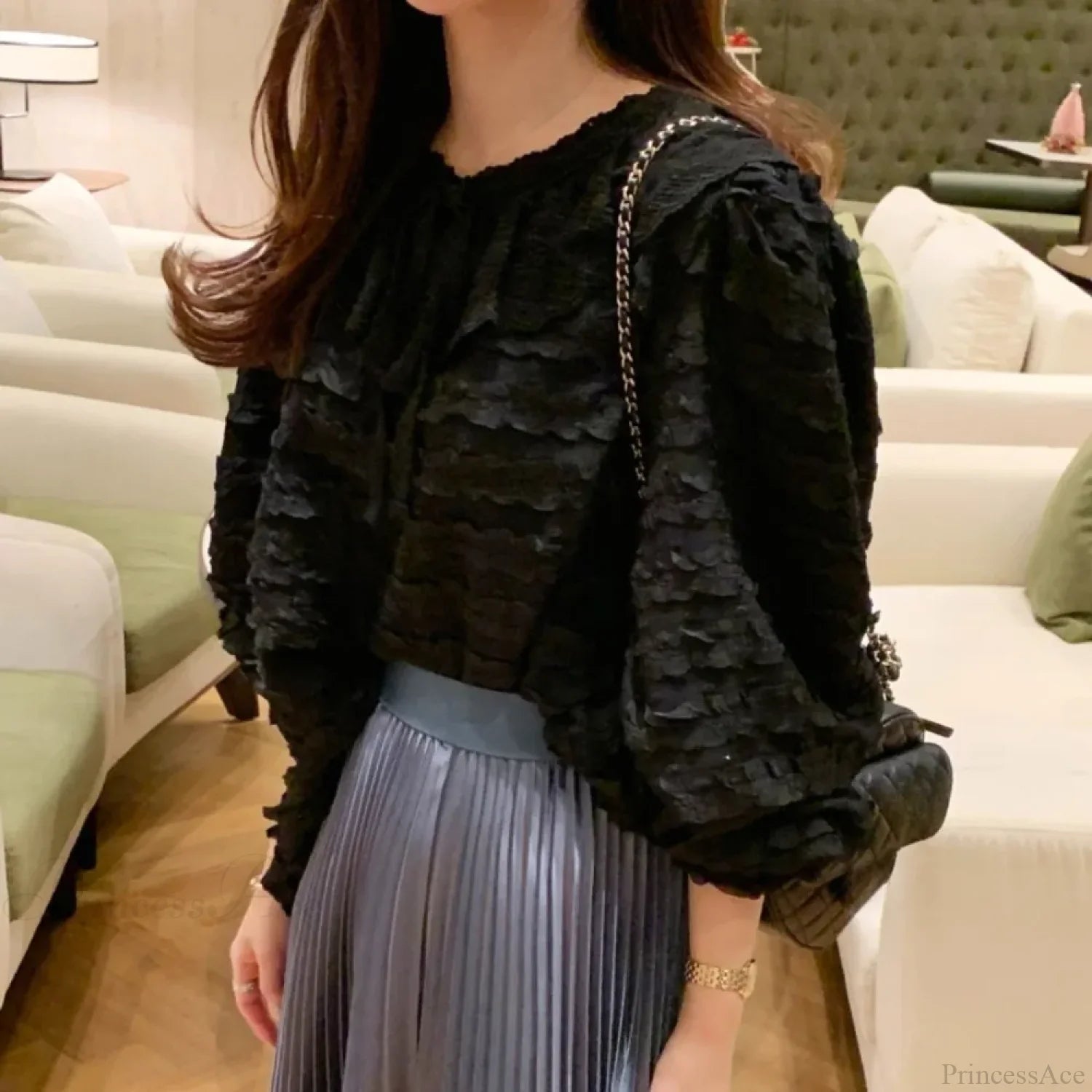 French Style Lace Up Loose Blouse blouse-250223