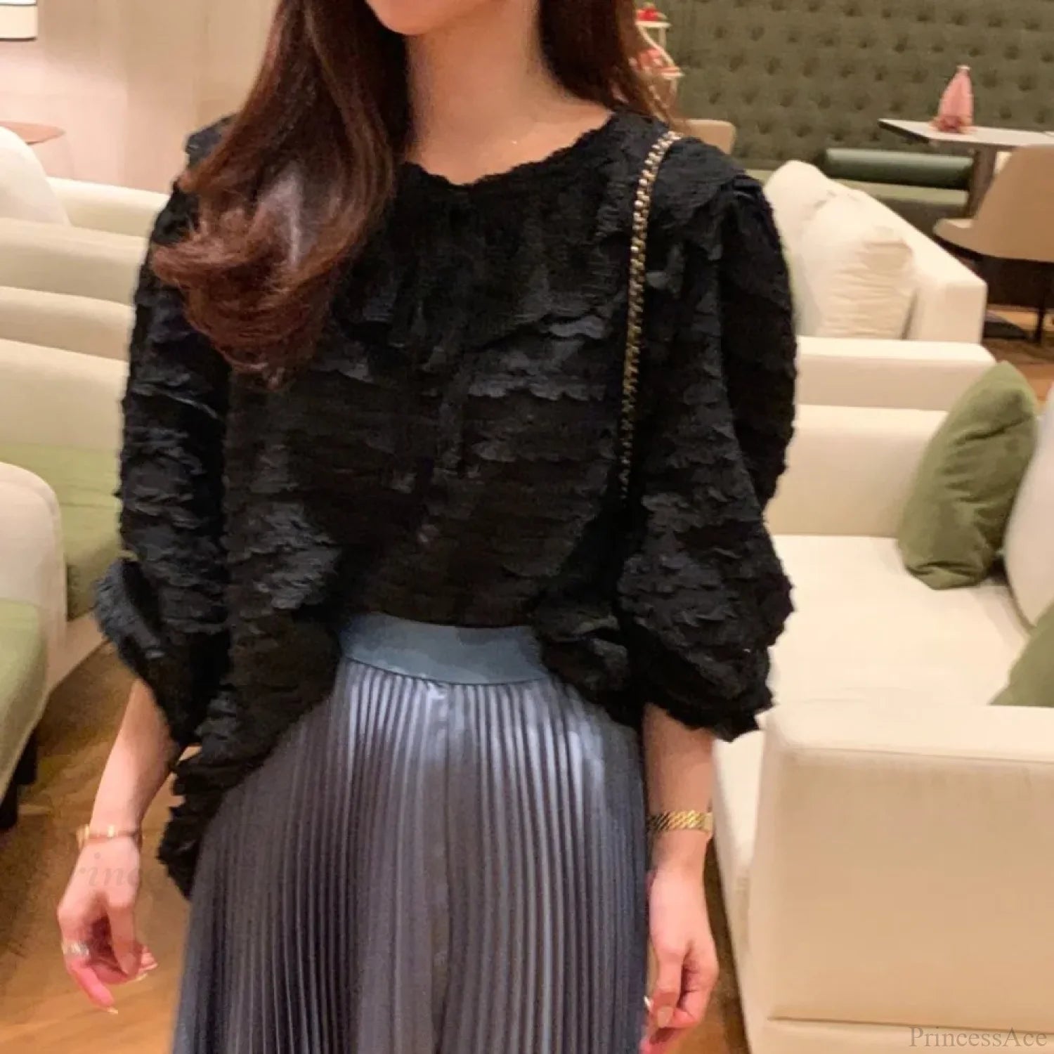 French Style Lace Up Loose Blouse blouse-250223