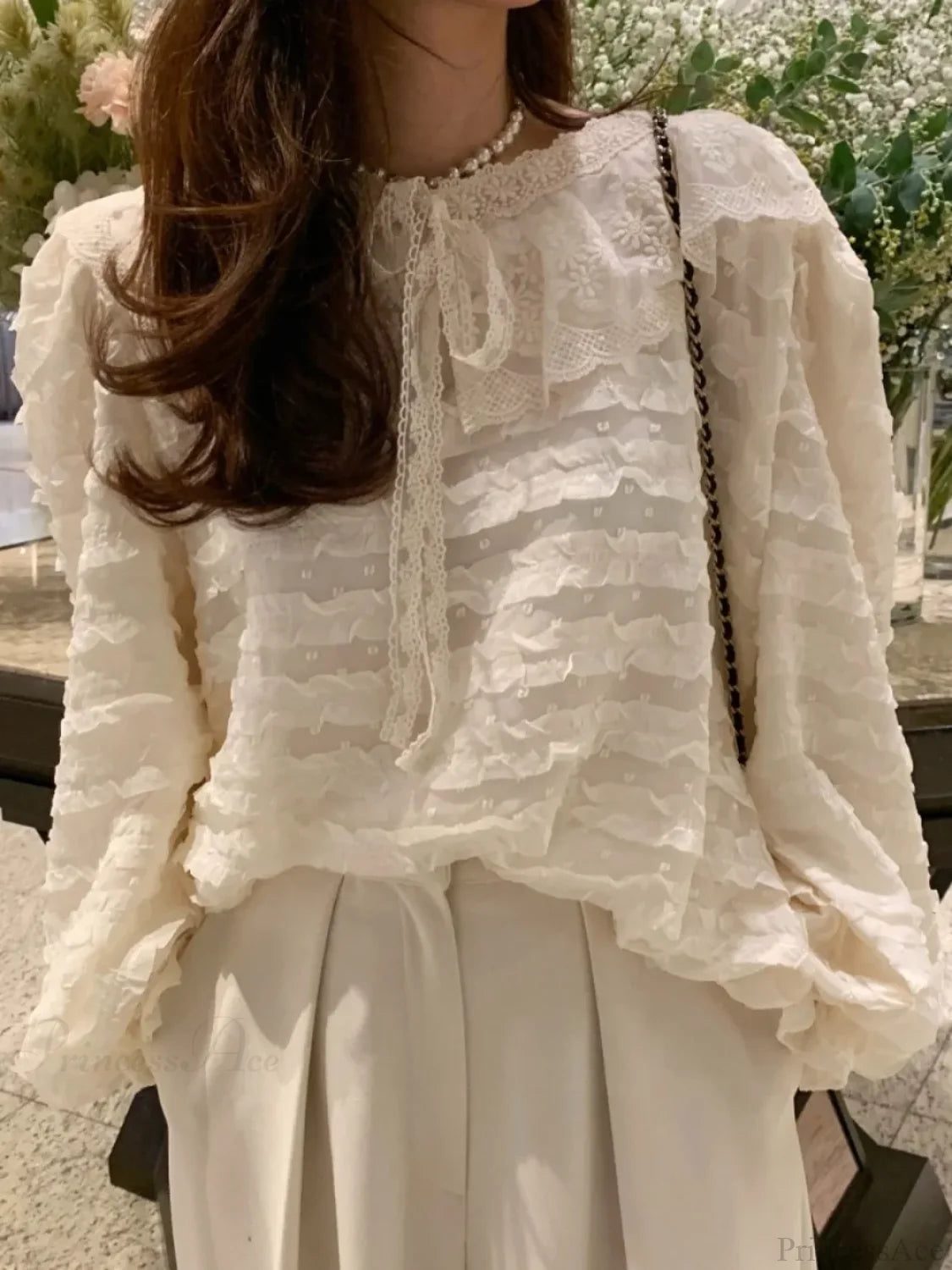 French Style Lace Up Loose Blouse blouse-250223