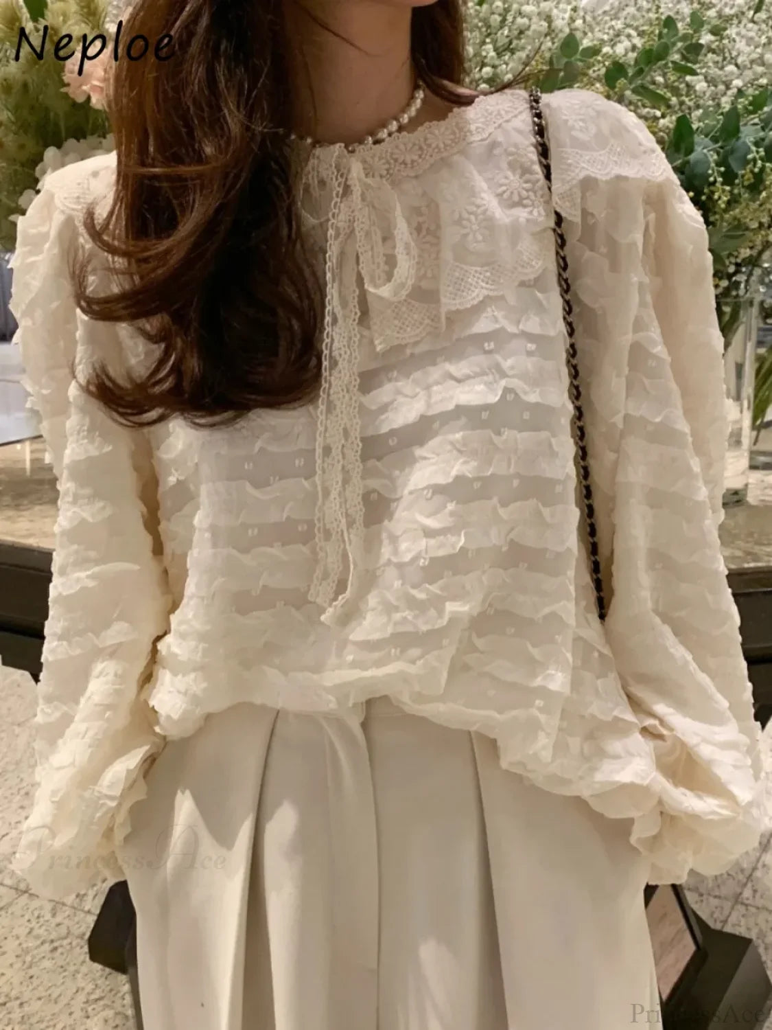 French Style Lace Up Loose Blouse blouse-250223