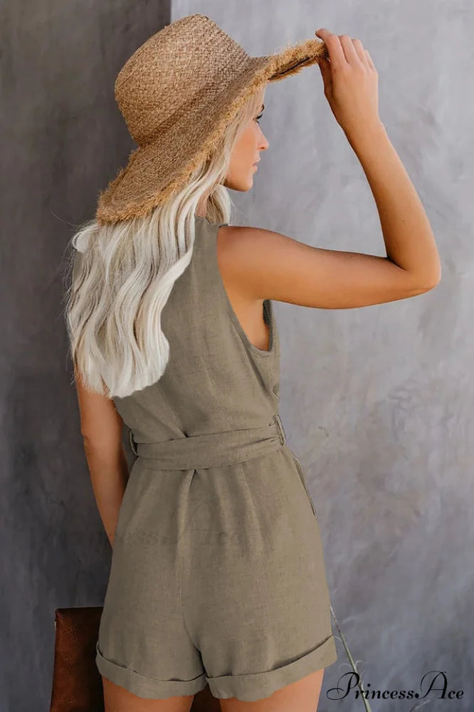 Front Tie Stylish Knot Solid Romper
