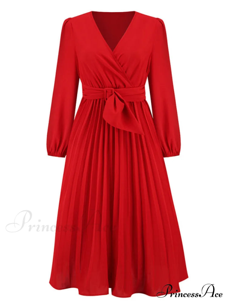 Full-Length Folded Belt Neck Long Waist Women’s At Gown And V With Faux-Wrap Sleeves Coats-L