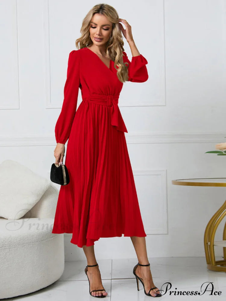 Full-Length Folded Belt Neck Long Waist Women’s At Gown And V With Faux-Wrap Sleeves Coats-L