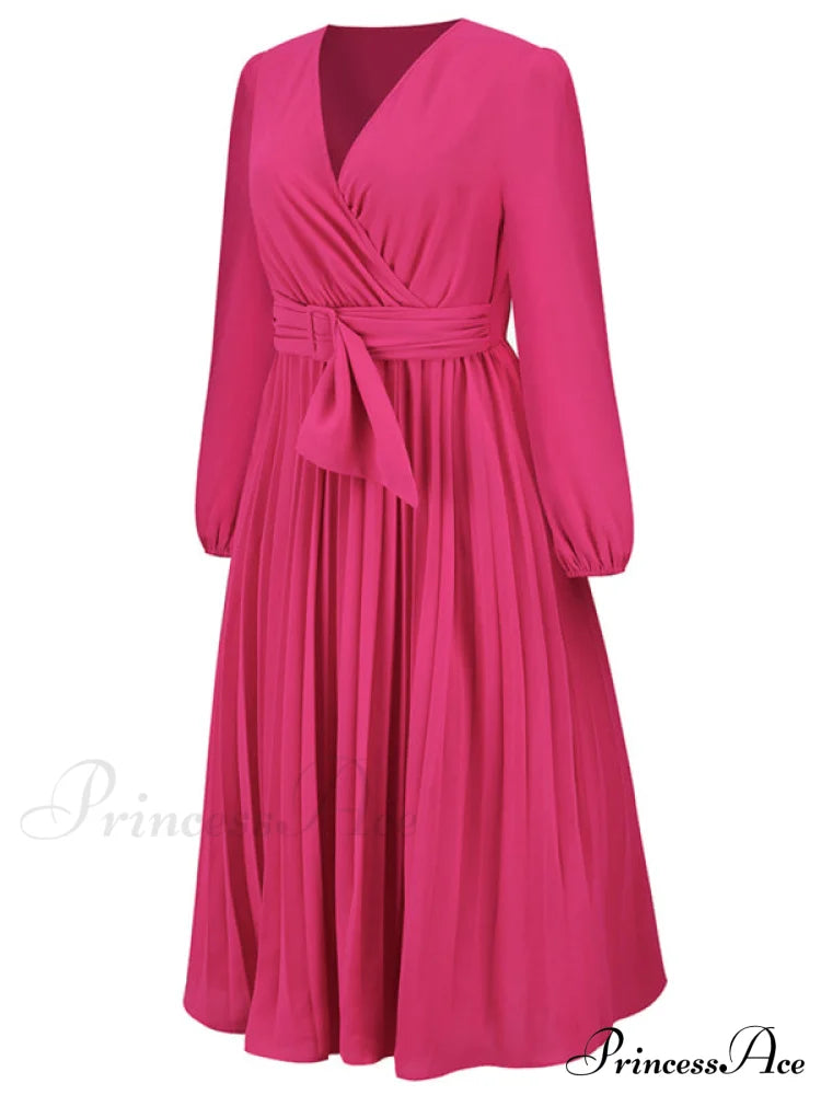 Full-Length Folded Belt Neck Long Waist Women’s At Gown And V With Faux-Wrap Sleeves Coats-L