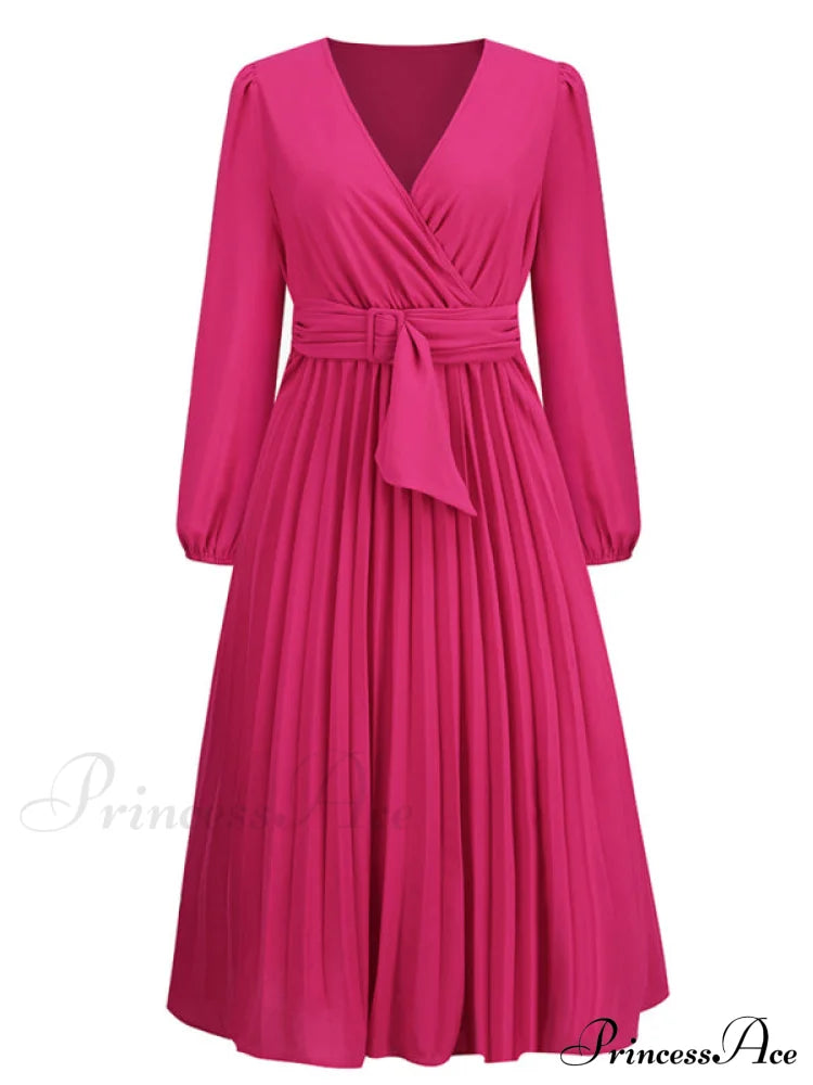 Full-Length Folded Belt Neck Long Waist Women’s At Gown And V With Faux-Wrap Sleeves Coats-L