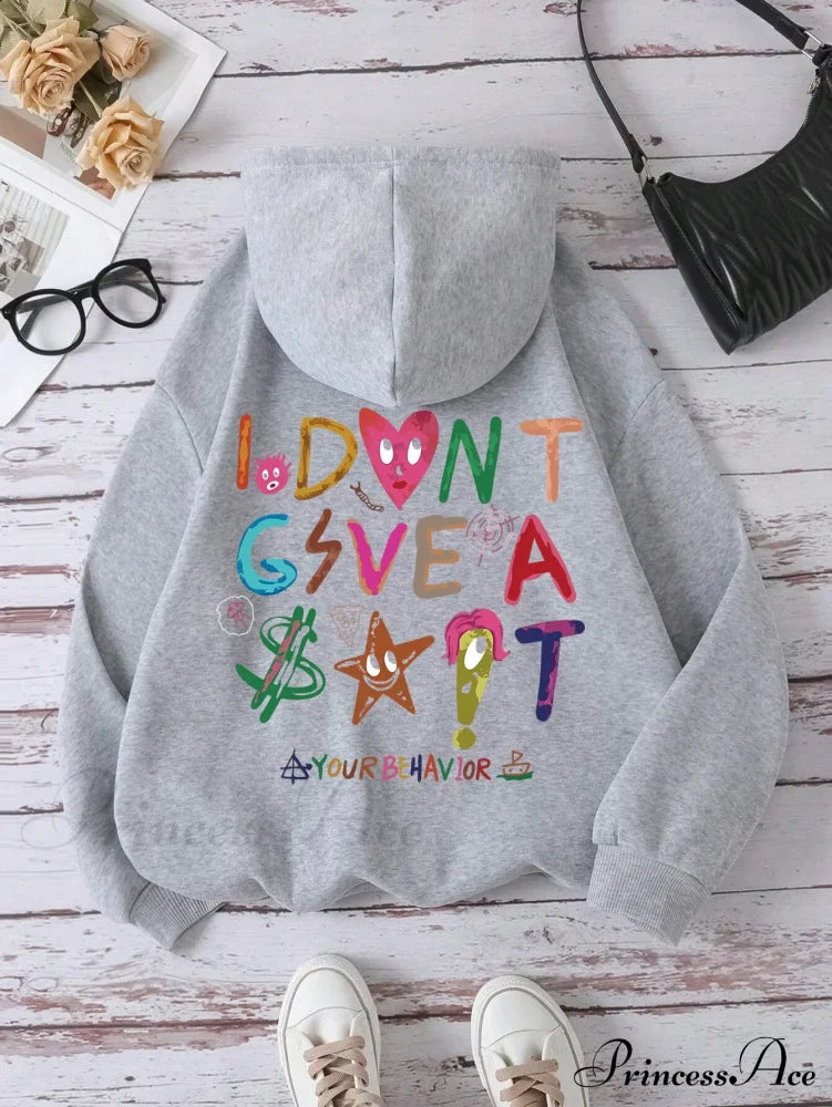 Funny Oversized Fleece Cozy Casual Hoodie Gray / S Sweatshirts & Hoodies-L