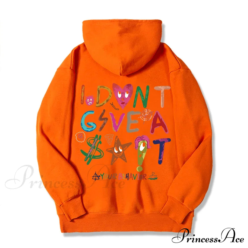 Funny Oversized Fleece Cozy Casual Hoodie Orange / S Sweatshirts & Hoodies-L