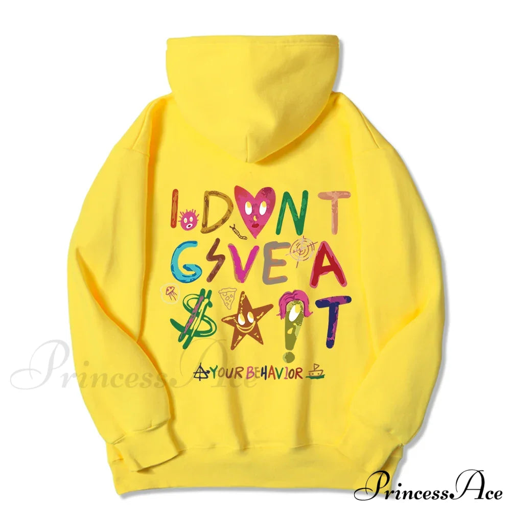 Funny Oversized Fleece Cozy Casual Hoodie Yellow / S Sweatshirts & Hoodies-L