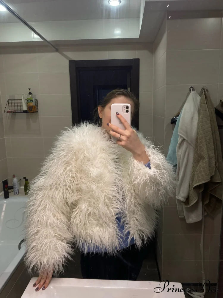 Fur Elegant Fringe Coat Coats-L