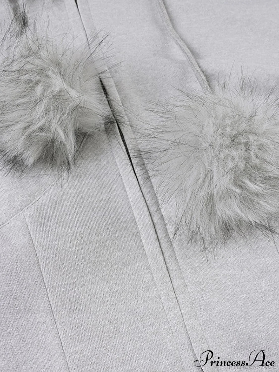 Fuzzy Collar Long Sleeve Cropped Waist-Tied Hoodie