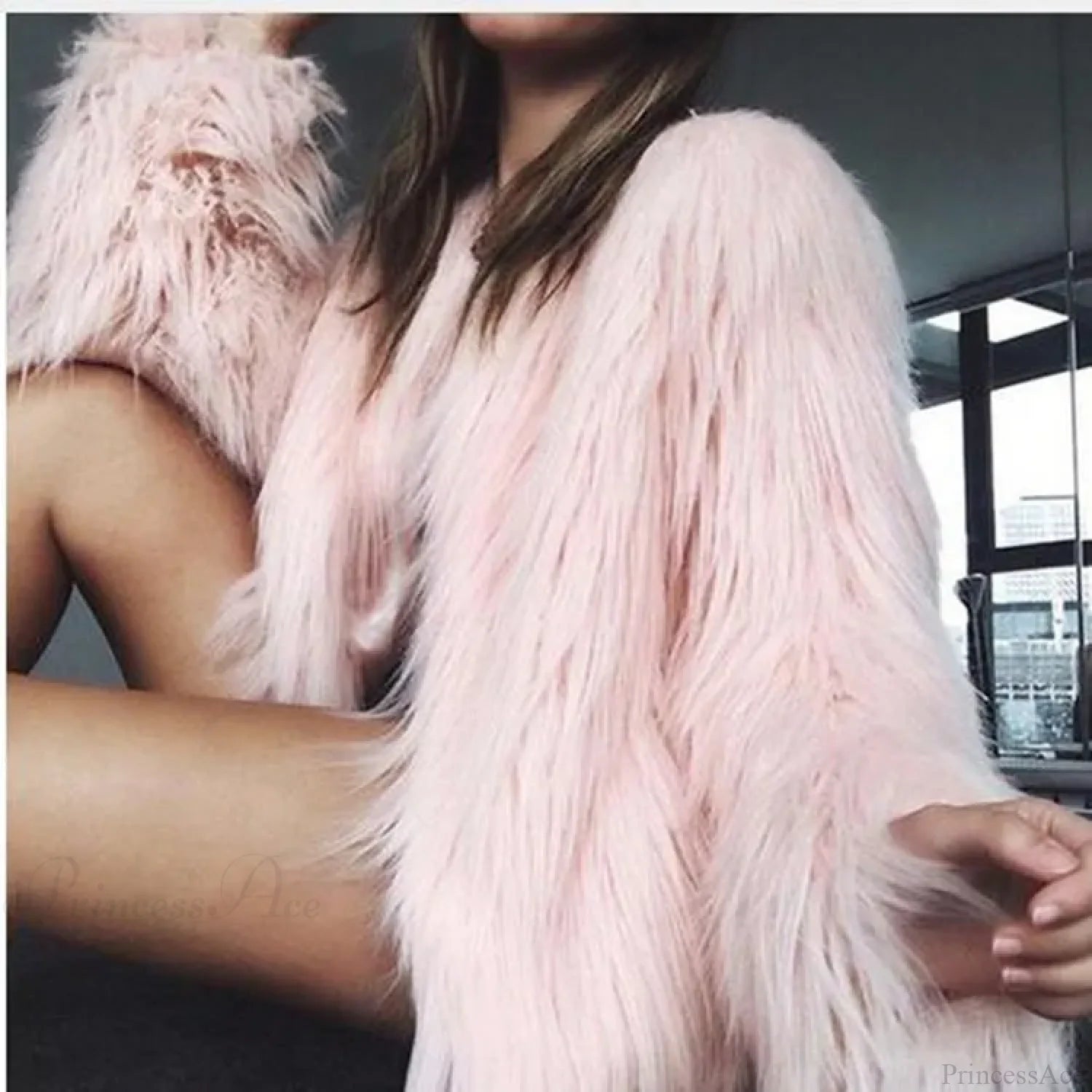 Fuzzy Thick Warm Fluffy Coat Pink / S