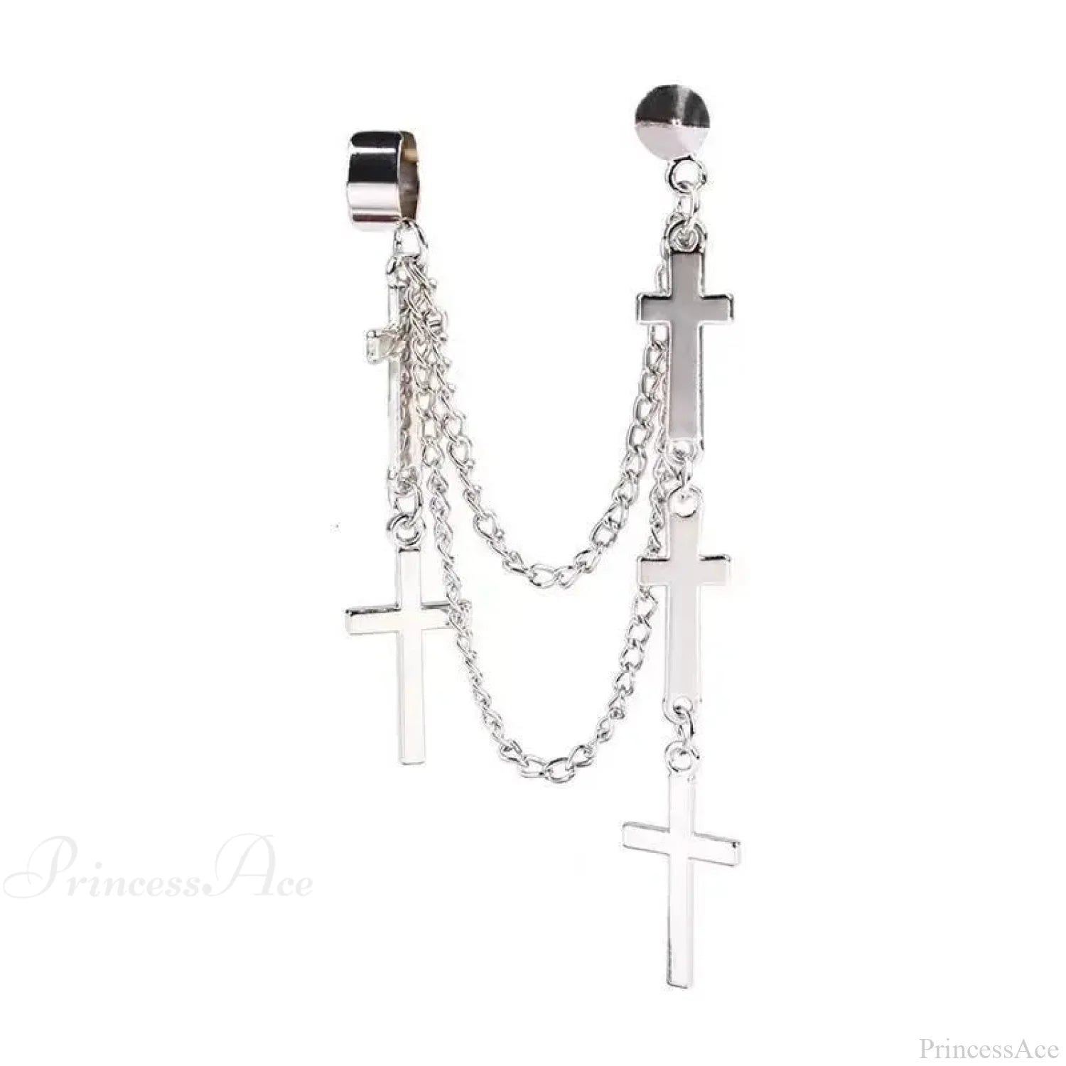 Genderless Punk Cross Fringe Chain Clip Earring