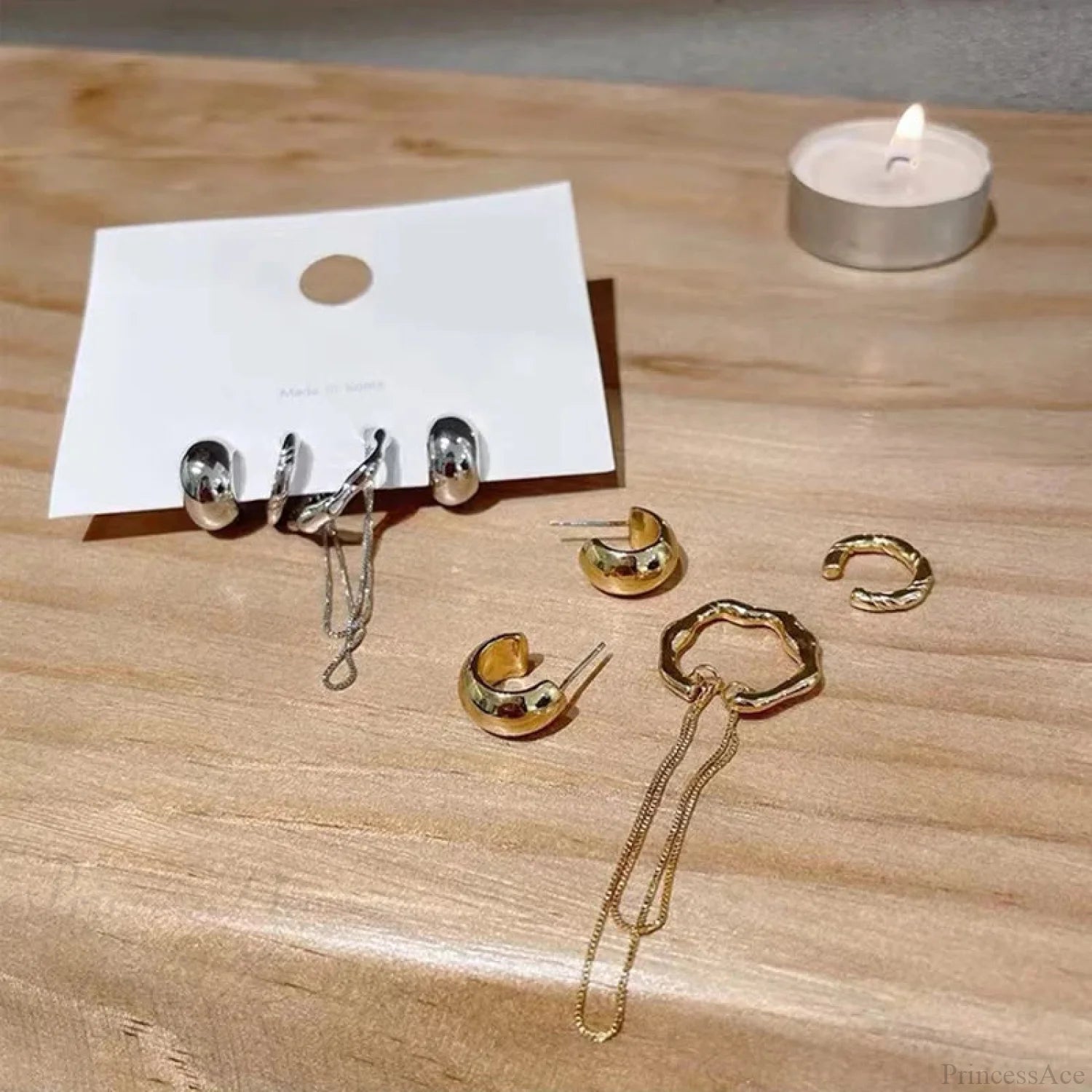 Geometric Fringe Chain Metal Clip Earring