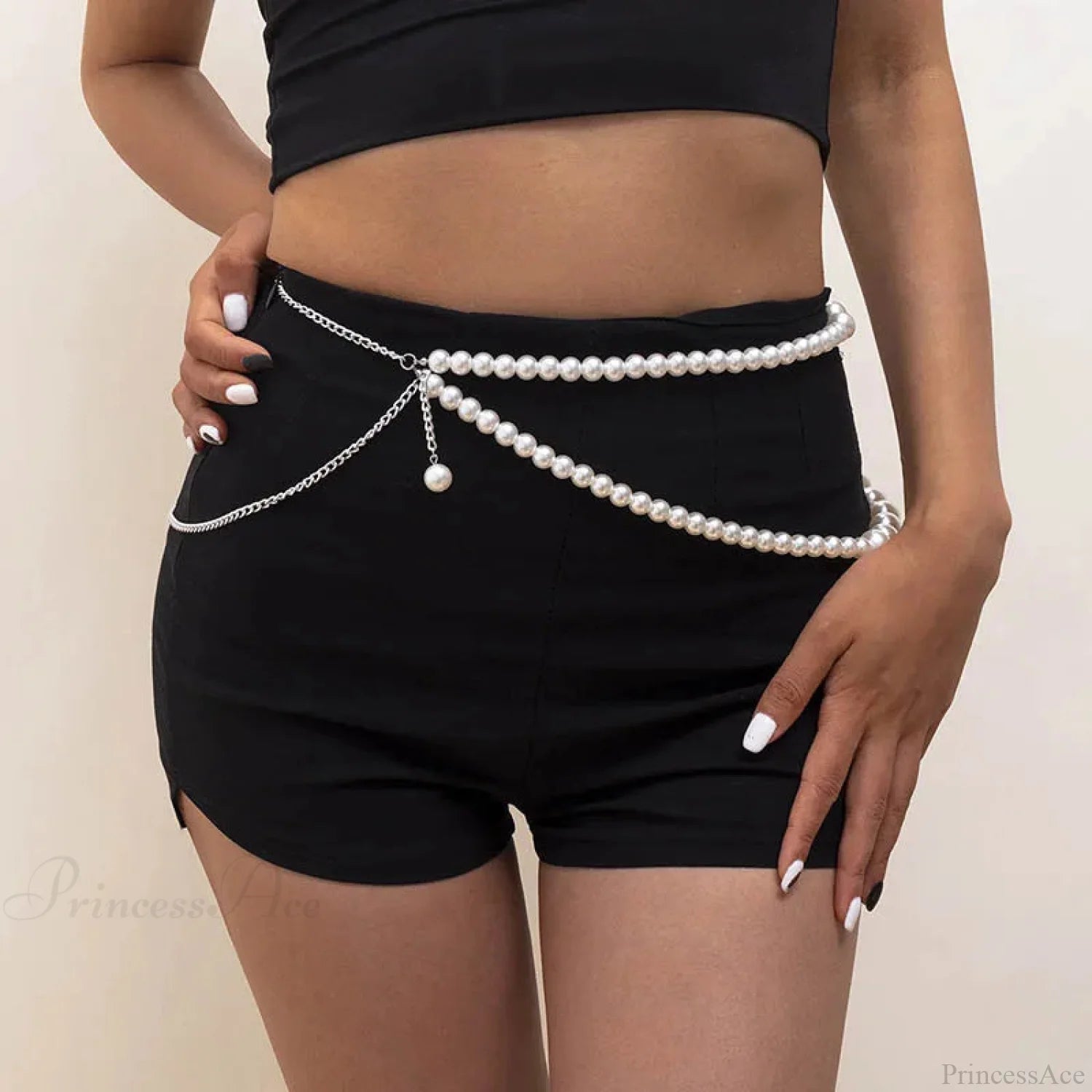 Geometric Gothic Lustrous Waist Chain Belt silver / adjustable