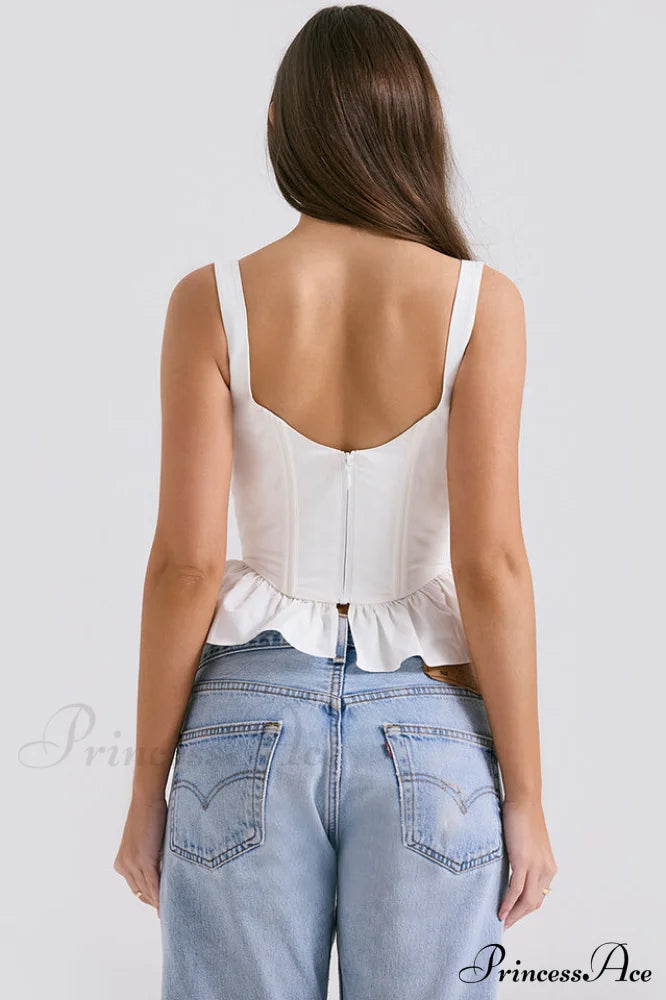 Gigou White Stylish Ruffled Cotton Bra