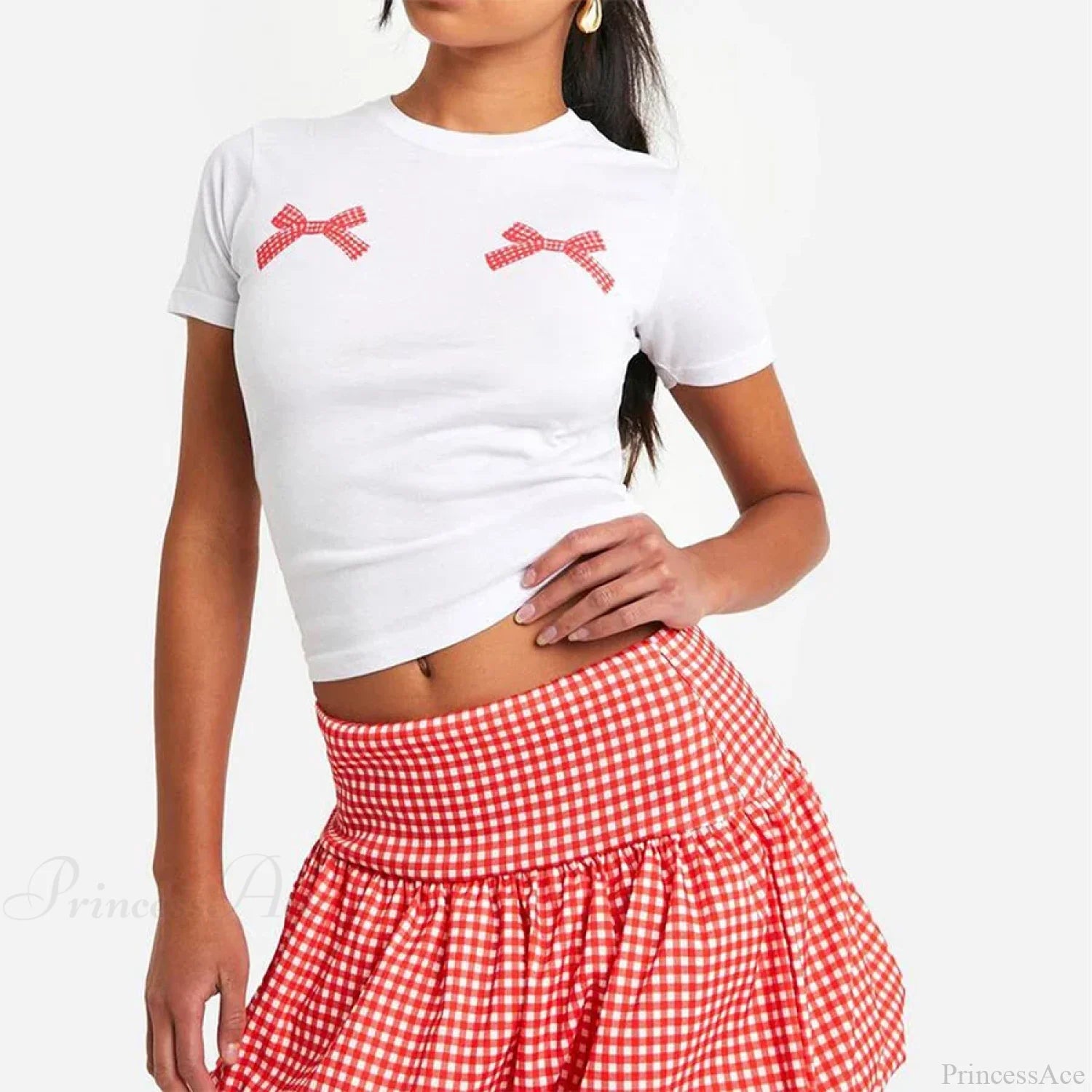 Gingham Bubble Plaid Style Skirt skirts-250223