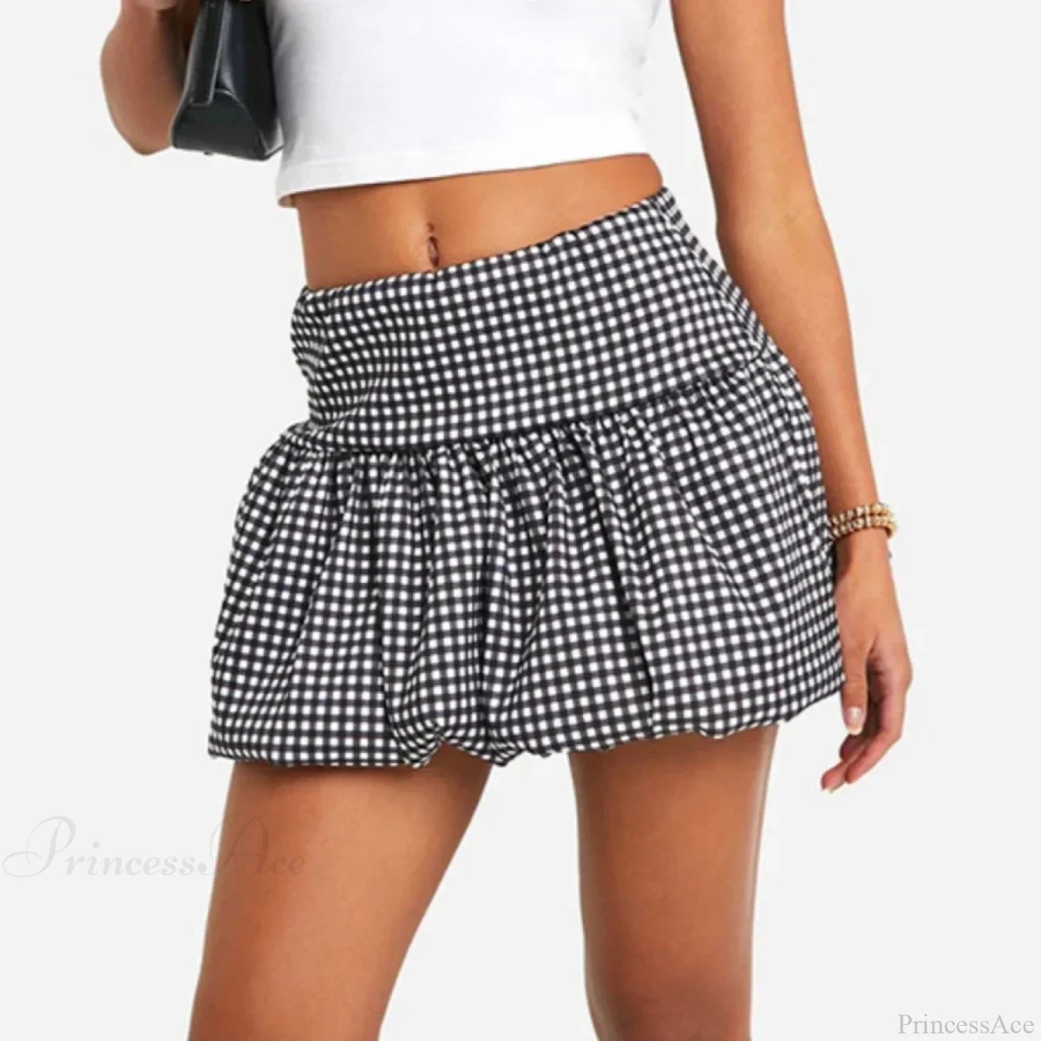 Gingham Bubble Plaid Style Skirt skirts-250223