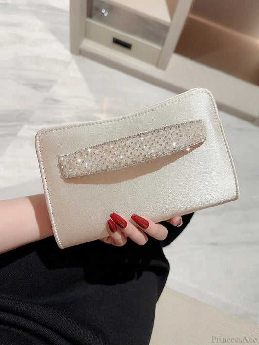 Glitter Diamond Evening Wristlet Beige wristlet-250126